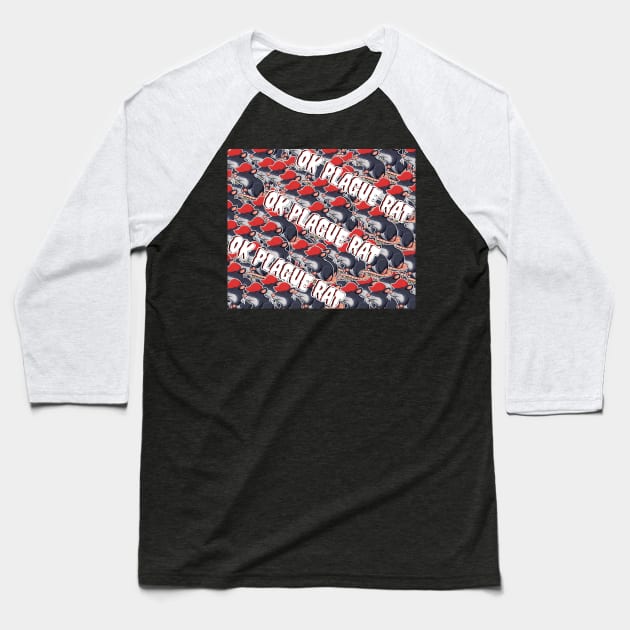 OK Plague Rat Red Hat Crowd Design Diagonal Print Baseball T-Shirt by aaallsmiles